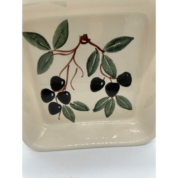 Ceramic Baking Dish 9” Hand Painted Olive Branches Oven Safe Made in Italy - Picture 2 of 5